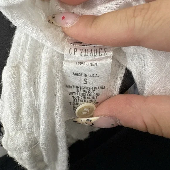 CP Shades Blouse Womens Size Small White Linen Gauze Sheer Relaxed Boho - Picture 9 of 9